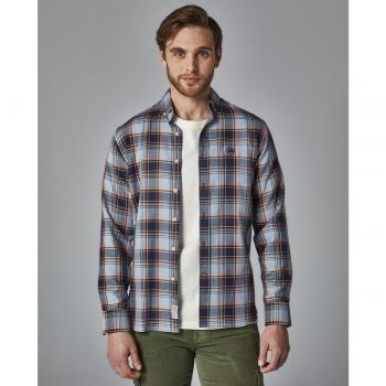 Camisa de hombre de cuadros corte slim color azul