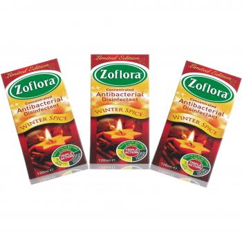 3 x concentrado Zoflora desinfectante antibacteriano -120 ml - invierno especia * WOW - libre de goma del cuarto de baño