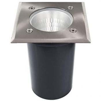 Foco LED empotrable cuadrado IP67 10W E27 negro para exterior y jardín