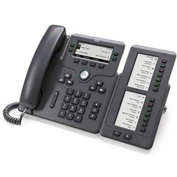 Cisco IP Phone 6800 Key Expansion Module, 2 Grayscale Displays, Adds 14 Line Keys and 2 Page Buttons, 1-Year Limited Hardware Warranty