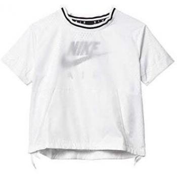 NIKE G NSW Air Top SS Short Sleeve, Niñas, White/Black/Black, S