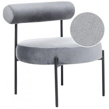 Sillón de terciopelo gris negro sin reposabrazos metal retro vintage Alpha