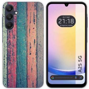 Funda Silicona para Samsung Galaxy A25 5G con Diseño de Madera y Dibujos