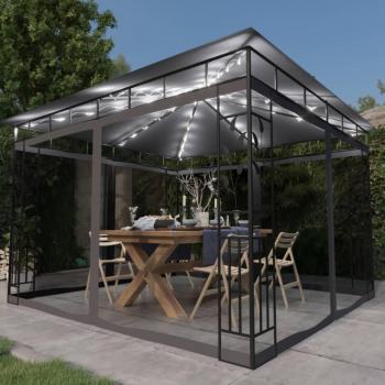 Cenador Gazebo con Mosquitera y Luces LED 3x3x2,73 m Antracita 180 g/m²