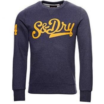Superdry Hombre Sudadera clásica Varsity Azul Jaspeado Principado S
