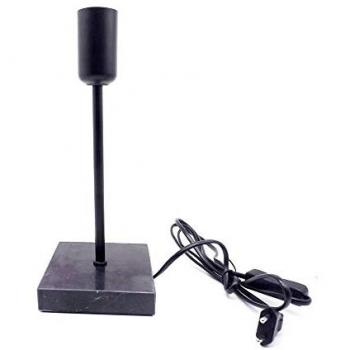 Lámpara de Mesa con Base de Mármol Negro y Portalámparas E27 Negro - Ideal para Mesita de Noche y Luz Auxiliar