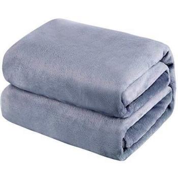 Mantas de Franela 130x150cm Súper Suaves Esponjosas para El Sofá Cama Colcha de Microfibra,tamaño Viaje/Individual, Gris Claro