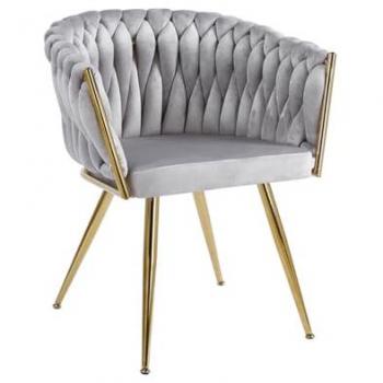 Silla Comedor Widny Golden Terciopelo Gris Claro
