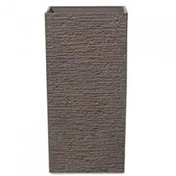 Maceta Alta de Piedra Marrón 35 x 35 x 70 cm para Interior y Exterior