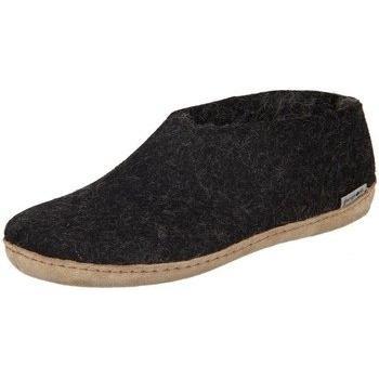 Glerups Men's Charcoal Wool Felt Slippers with Leather Sole