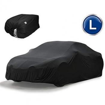 Funda de Coche Interior Tamaño L 482x178x119 cm Satén Elástico Negro con Doble Alcochado y Transpirable