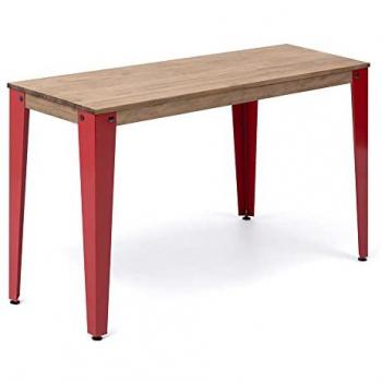 Consola Lunds 70x39x75cm Roja en Madera Maciza de Pino Acabado Vintage Estilo Industrial