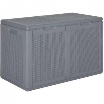 vidaXL Garden Storage Box Grey PP Rattan 180 L