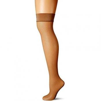 DKNY Fishnet muslo alto para mujer - beige - S-M