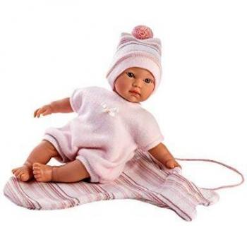 Llorens LL30006 30006 Cuquita, con Ojos Azules y Cuerpo Suave, muñeca de bebé, Incluye triplador Rosa y pañuelo, niña de 30 cm, Multicolor