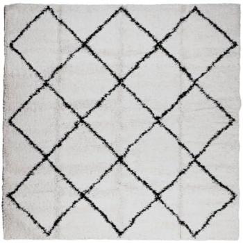Alfombra de pelo largo moderna Pamplona crema y negro 200x200 cm