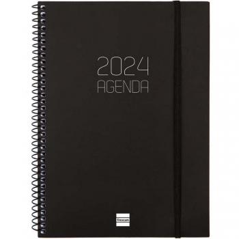 Agenda Finocam 2024 Opaque E10 Semana Vista Vertical Espiral Negro 155x212mm
