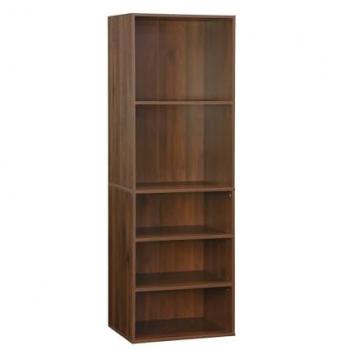 Módulo armario modular de madera de nogal con 5 estantes, 60x45x180 cm