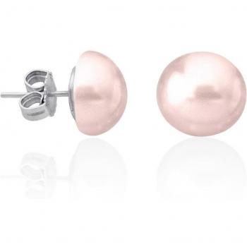 Pendientes Lyra en plata con perla mabé rosa de 12mm