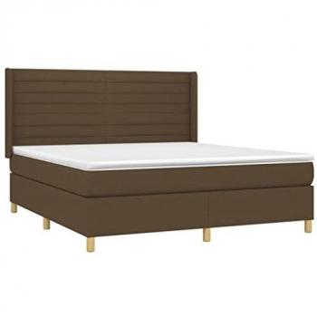 Cama box spring colchón luces LED tela marrón oscuro 180x200cm