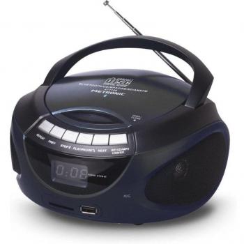 Metronic 477124 Radio CD/MP3 Portátil con Bluetooth, AM/FM, USB, Lector MP3 y Conectividad Múltiple - Negro