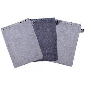 Guante de lavado gris con estrellas - Pack de 3