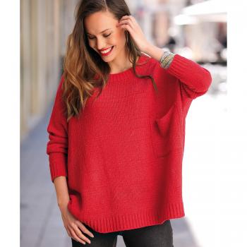 VENCA Jersey canalé en el Escote Barco Mujer by Vencastyle - 019225,Rojo,3XL