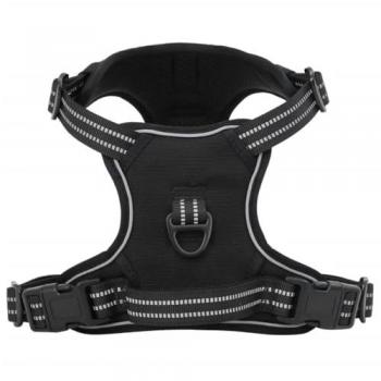 Arnés para perros con correa y collar ajustable Negro L