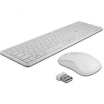 Combinación de Teclado y Ratón Inalámbricos Delock 12703, 2.4 GHz, Color Blanco