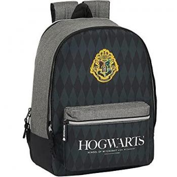 Safta Mochila Escolar de Harry Potter Hogwarts Adaptable a Carro, 320x140x430 mm, Negro/Gris