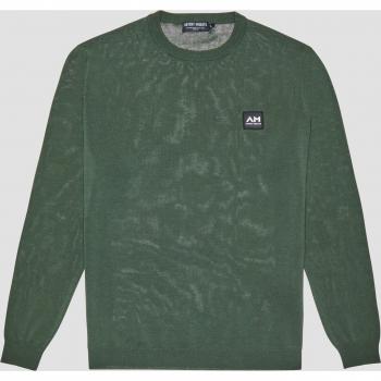 Jersey Antony Morato Slim Fit en Filato Mist Verde Militare con Parche de Logo