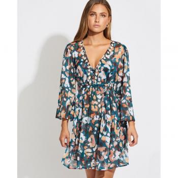Selmark - Vestido de playa corto estampado