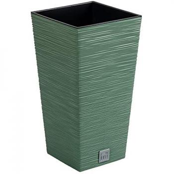 Macetero FURU Verde Tierra con Depósito y Diseño en Cemento 39,5 x 39,5 x 75,5 cm - Capacidad de 37 L