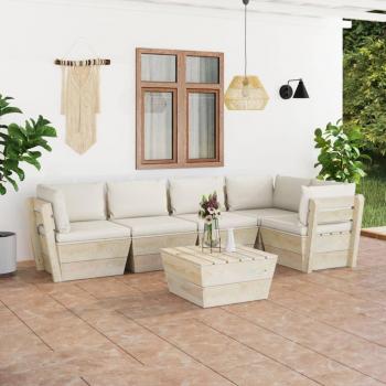 Sofás de jardín en palet con cojines de madera de abeto