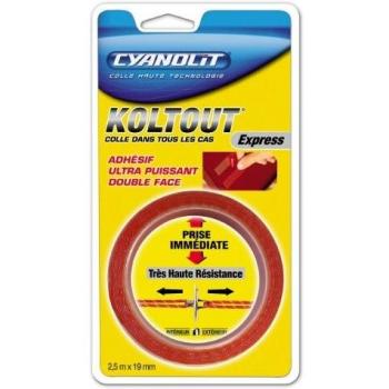 Cinta Adhesiva Doble Cara Koltout Express 2.5 m x 19 mm - Cyanolit