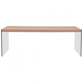 vidaXL Mesa Centro Vidrio MDF Roble Mesita Mesilla Mueble Mobiliario Auxiliar