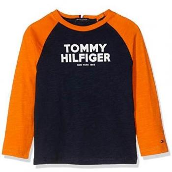 Tommy Hilfiger Color Block Raglan tee L/s Blusa, Azul