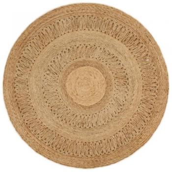 Alfombra de área trenzada a mano redonda de yute, disponible en diámetros de 90 cm, 120 cm y 150 cm, color marrón, ideal para sala de estar, dormitorio y salón