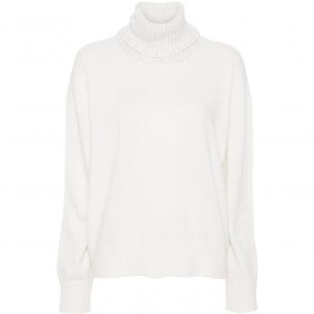 Fabiana Filippi Women's Wool And Silk Blend Turtleneck Sweater in White | Size XS