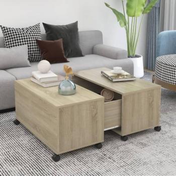 Mesa de centro de madera contrachapada color roble Sonoma 75x75x38 cm