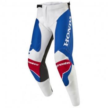 Pantalones de Cross Alpinestars Honda Racer Iconic Blanco-Azul-Rojo Brillante