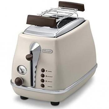 De'longhi CTOV 2103.BG - Tostadora Icona Vintage, 900 W, 2 rebanadas, acero inoxidable, beige