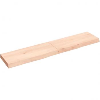 Estante de pared de roble macizo sin tratar 140x30x(2-6) cm