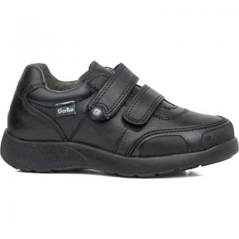 Zapatillas de piel de niño Gorila 31700 TOY NUEVO Negro con doble cierre adherente