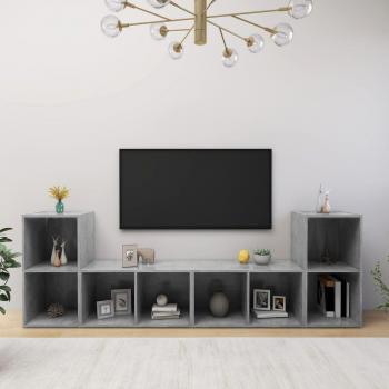 Mueble de salón 4 piezas madera ingeniería gris concreto