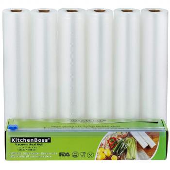 KitchenBoss Bolsas al Vacío 6 Rolls 28x500cm con Caja de Corte