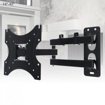 Soporte de pared ajustable para TV de 14-42 pulgadas, capacidad de 35KG, inclinación de 15 grados y clip para cables