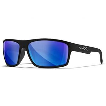 Wiley X WX Peak Polarized Sunglasses, Matte Black Frame, Blue Mirror Lens