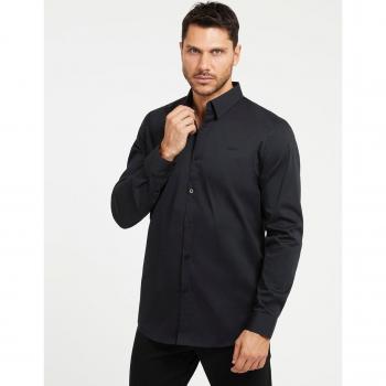 Guess Slim Fit Black Cotton Long Sleeve Shirt - Size S