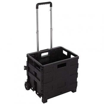 Carro Plegable Multiusos Caja Plegable con Ruedas, Negro, 38 x 83,5 x 30 cm